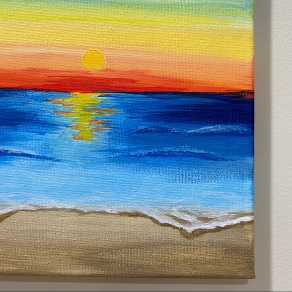 Original beach sunset painting, ocean waves, sea - Picture 4 of 4